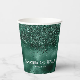 Elegante grüne Glitzer & Foil Wedding Paper Cups Pappbecher