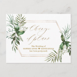 Elegante Grüne Gold Änderung der Pläne Hochzeit Postkarte