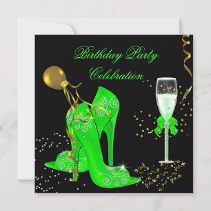 Elegante grüne Gold-Glimmer-Geburtstagsfeier Einladung