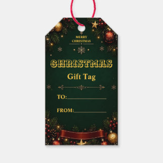 Elegante grüne goldene Weihnachts-Geschenkanhänger Geschenkanhänger