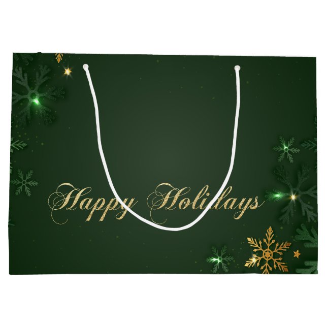 Elegante grüne Goldmedaille Große Geschenktüte (Rückseite)