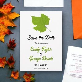 Elegante Grüne Herbstlaube Herbstblütenhochzeit Save The Date