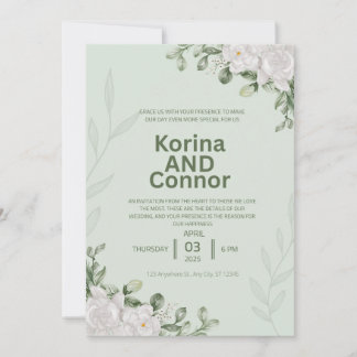 Elegante grüne Hochzeit Einladung