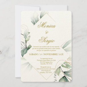 Elegante Grüne Hochzeit Einladung in Spanisch