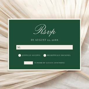 Elegante grüne Hochzeit im Old-Money-Stil RSVP Karte