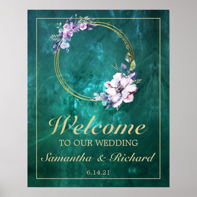 Elegante Grüne Hochzeit Poster (Vorne)
