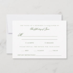 Elegante Grüne Hochzeit RSVP Karte