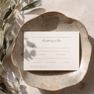 Elegante grüne Hochzeit RSVP Karte