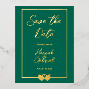 Elegante grüne Hochzeit Speichern Sie die Datumsan Folie Einladungspostkarte