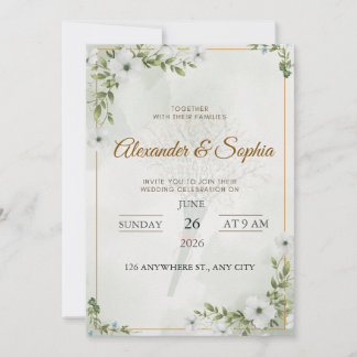 Elegante Grüne Hochzeitseinladung  Einladung