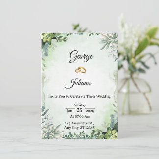 Elegante Grüne Hochzeitseinladung Einladung