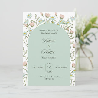 Elegante grüne Hochzeitseinladung  Einladung