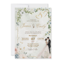 Elegante Grüne Hochzeitseinladung | Moderne Flora