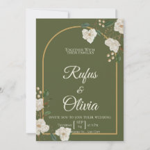 Elegante Grüne Hochzeitseinladung | Olivgrün