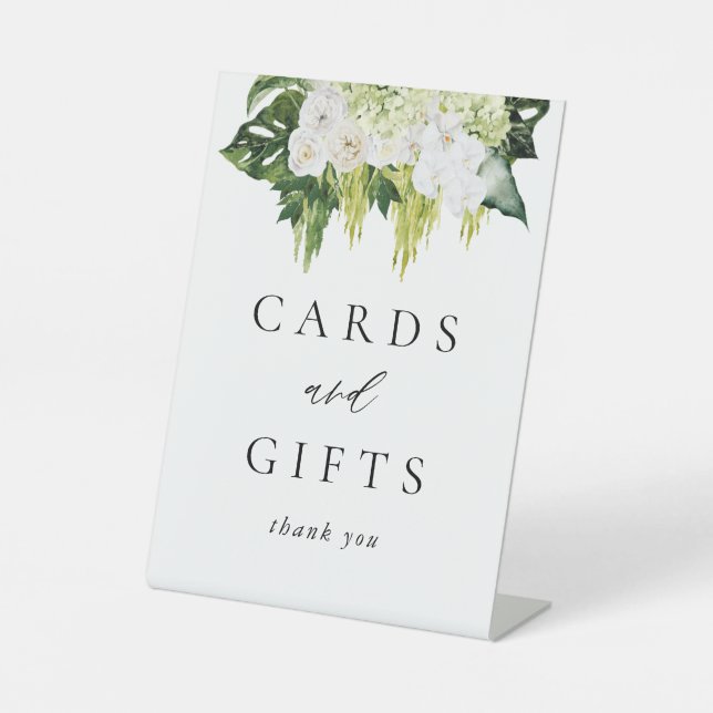 Elegante Grüne Hochzeitskarten und Geschenke Sockelschild (Vorderseite)