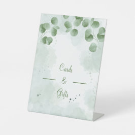 Elegante grüne Hochzeitskarten und Geschenke Sockelschild