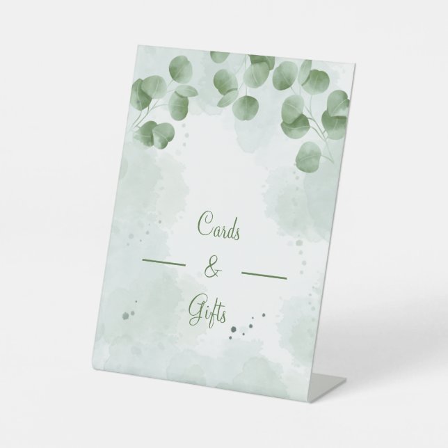 Elegante grüne Hochzeitskarten und Geschenke Sockelschild (Vorderseite)