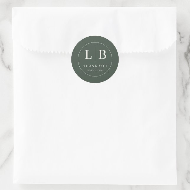 Elegante grüne Initialen Runder Aufkleber (Tasche)