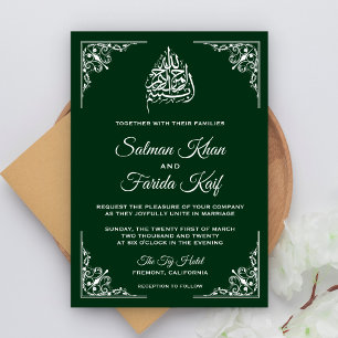 Elegante grüne islamische Hochzeitseinladung Einladung