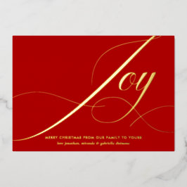 Elegante grüne Joy-Schriftzug-Goldfolie-Weihnachts Folien Feiertagskarte
