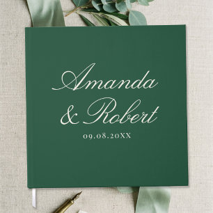 Elegante grüne Kalligrafie-Hochzeit Gästebuch