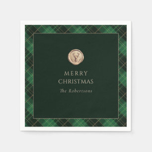 Elegante grüne karierte Weihnachtsfeier Serviette