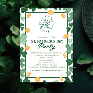 Elegante Grüne Kleeblatt St. Patrick's Day Party Einladung