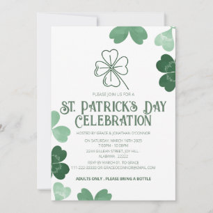 Elegante grüne Kleeblatt-St.-Patrick's-Party Einladung