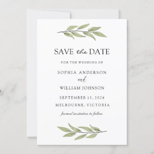Elegante Grüne Leaf Grüne Frühjahrssonne Save The Date