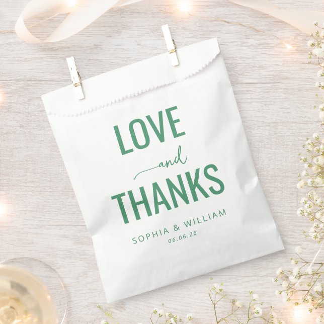 Elegante grüne Liebe Dankeschön Geschenktütchen (Ausgeschnitten)