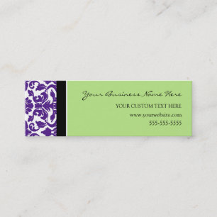 Elegante grüne lila Damast-Geschäfts-Karten Mini Visitenkarte