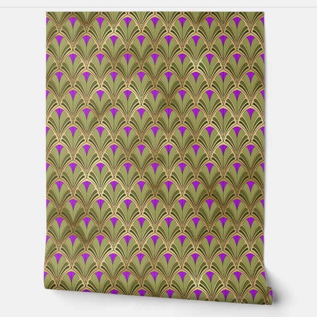 Elegante Grüne Lila Gran Café Al Porto Tapete (Abrollen)