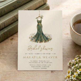 Elegante Grüne Margareten Kleid Brautparty Einladung