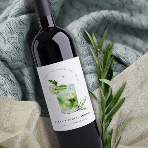 Elegante Grüne Margarita-Cocktail-Brautparty Weinetikett