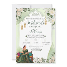 Elegante Grüne Mehendi-Einladung