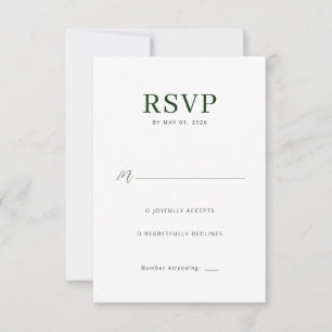 Elegante grüne minimalist Antwortkarte RSVP Karte