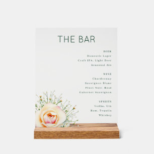 Elegante grüne minimalistische Bar-Speisekarte Acrylschild