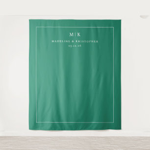 Elegante grüne minimalistische Hochzeitseinladung Wandteppich