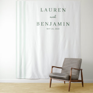 Elegante Grüne Minimalistische Namen Wandteppich