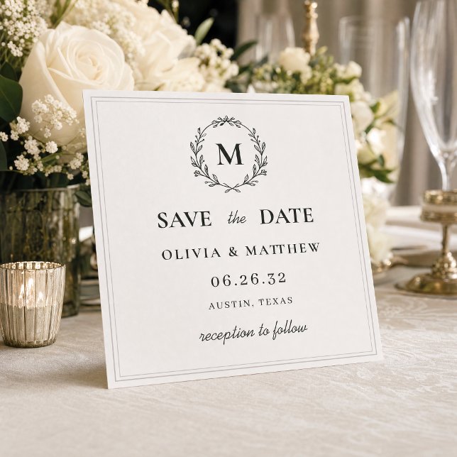 Elegante grüne Monogramm-Hochzeit  Save The Date (Elegant Hunter Green Monogram Wedding Save The Date #elegantweddingsavethedate)