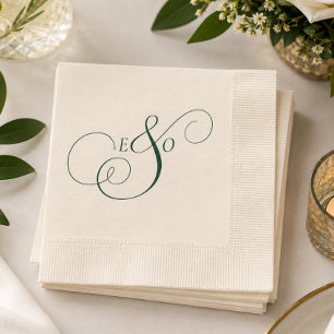 Elegante grüne Monogramm-Hochzeit Serviette