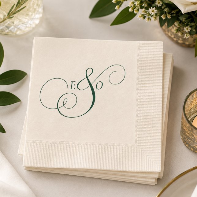 Elegante grüne Monogramm-Hochzeit Serviette (Elegant Emerald Green Monogram Wedding Napkins
)