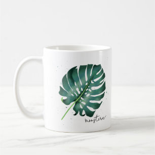 Elegante Grüne Monstera Pflanze Kaffeetasse