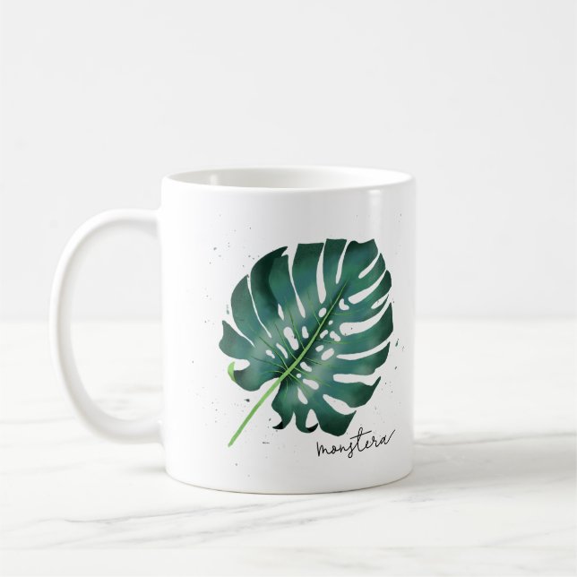 Elegante Grüne Monstera Pflanze Kaffeetasse (Links)