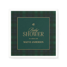 Elegante grüne navy-goldene Karo-Tartan-Baby-Party