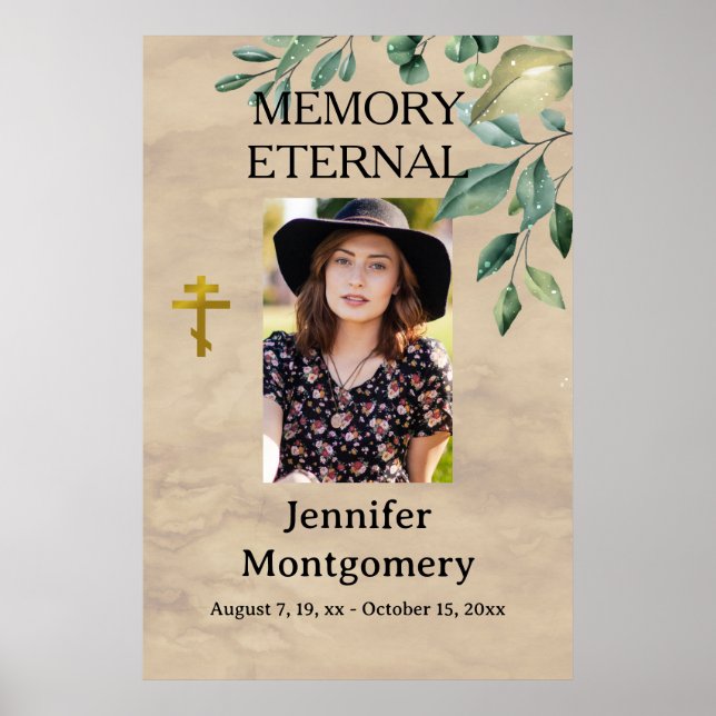 Elegante Grüne Orthodoxe Christliche Beerdigung Poster (Vorne)