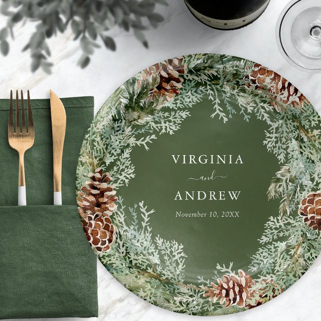 Elegante grüne Pine Pappteller (Elegant Green Pine Paper Plates
)