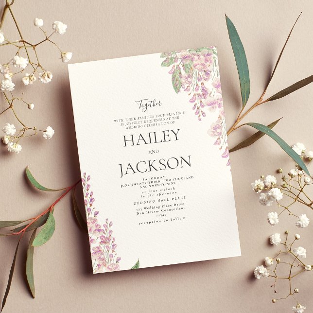Elegante, grüne, rosa Hyazinthen Hochzeit mit Blum Einladung (Elegant white green pink hyacinth floral wedding invitation)