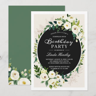 Elegante Grüne Rosen Blumengeburt Party Einladung