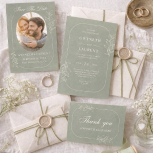 Elegante grüne Save The Date Hochzeit Einladung
